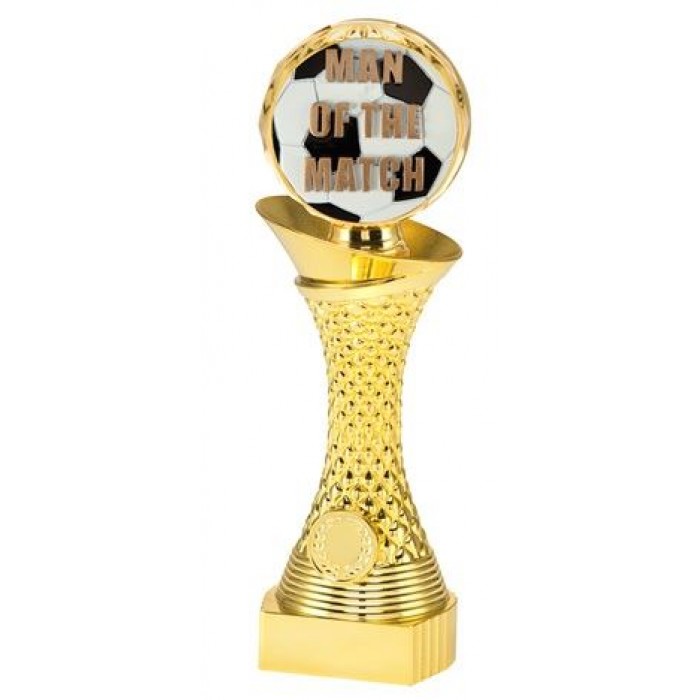  GOLD HEAVY MAN OF THE MATCH AWARD - 3 SIZES - 23CM TO 28CM